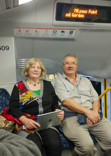 Margaret and Danny Lovecraft on a train in Sydney