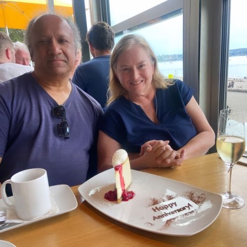 S. T. and Mary with their tenth anniversary cake