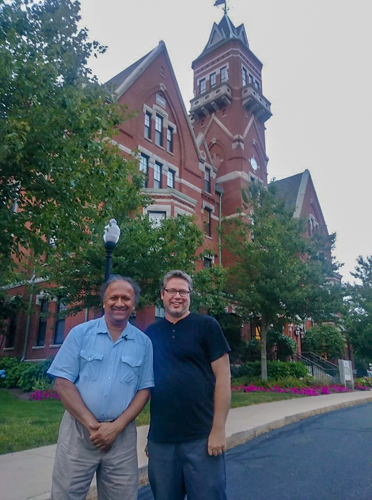 S. T. Joshi and Curtis M. Lawson in front of Danvers State Hospital