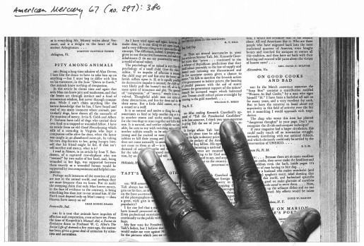 Joshi's hand with the letter by Leah Bodine Drake in the American Mercury