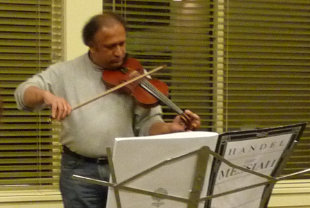 S. T. Joshi rehearsing the violin