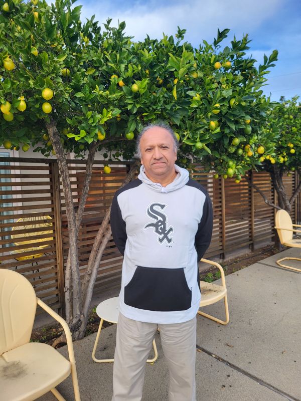 S. T. and his new White Sox sweatshirt