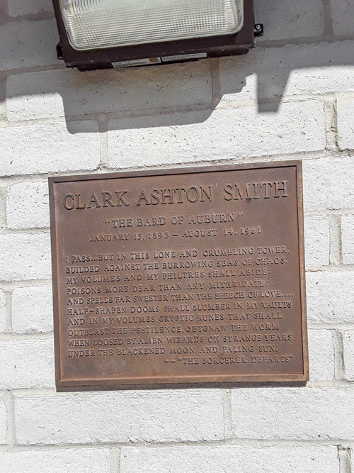 Plaque commemorating Clark Ashton Smith at the Auburn Public Library